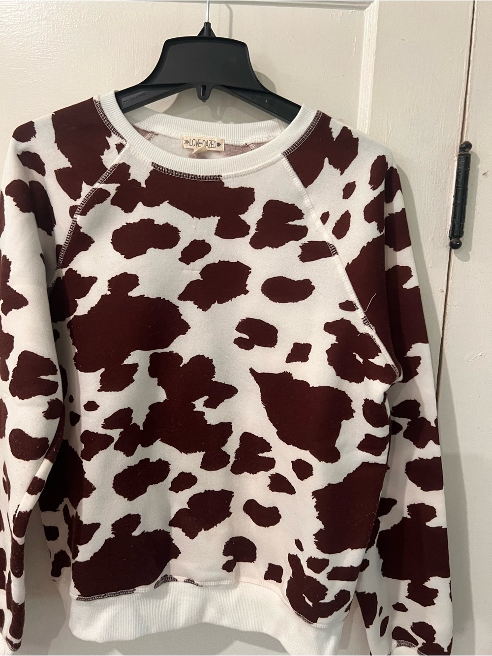 Women's Cream and Brown Cow Print Sweatshirt